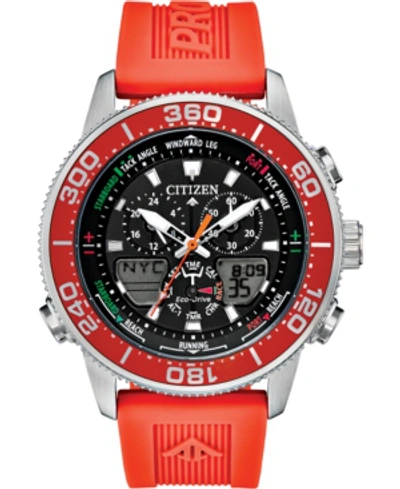 Shop Citizen Eco-drive Men's Promaster Sailhawk Analog-digital Orange Polyurethane Strap Watch 44mm