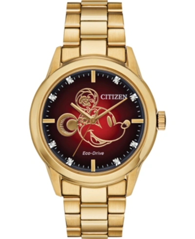 Shop Citizen Disney By  Limited Edition 'year Of The Mouse' Diamond Accent Gold-tone Stainless Steel Brace