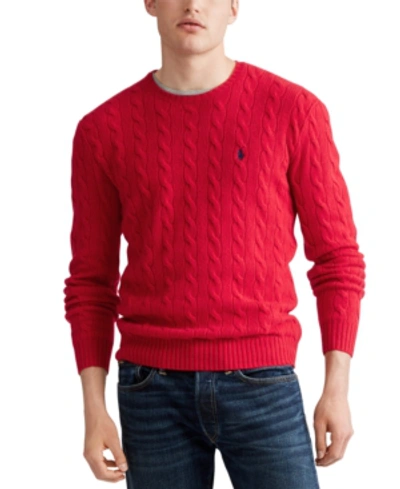 Shop Polo Ralph Lauren Men's Cable Wool-cashmere Sweater In Park Avenue Red