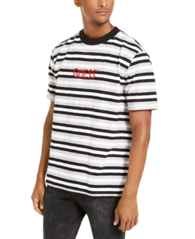 Shop Guess Men's Logo Graphic Stripe T-shirt In Charcoal
