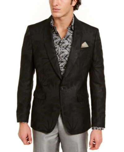 Shop Tallia Orange Men's Slim-fit Black Textured Tonal Starburst Evening Jacket