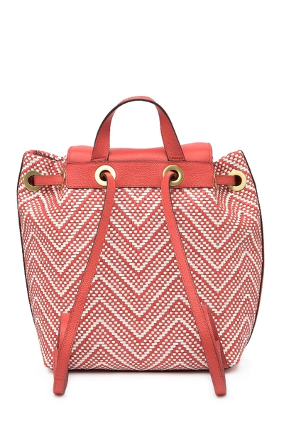 Shop Michael Michael Kors Medium Junie Woven Leather Backpack In Lt Trcta M