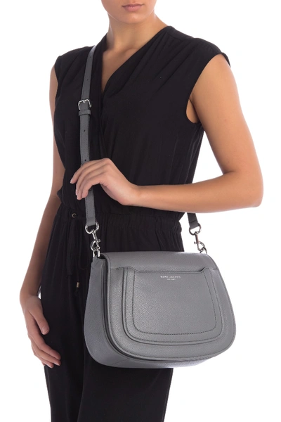 Shop Marc Jacobs Empire City Messenger Leather Crossbody Bag In Shadey Grey