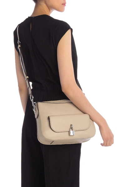 Shop Marc Jacobs Lock That Leather Messenger Bag In Light Slate