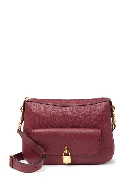 Shop Marc Jacobs Lock That Leather Messenger Bag In Sultry Red