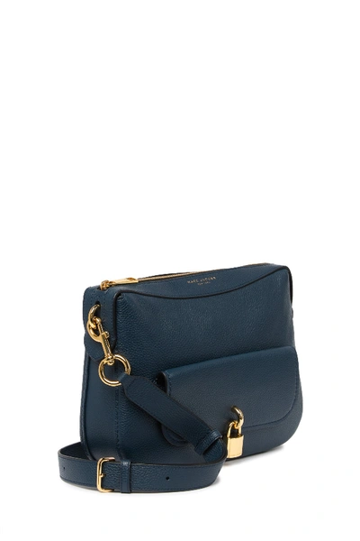Shop Marc Jacobs Lock That Leather Messenger Bag In Blue Sea