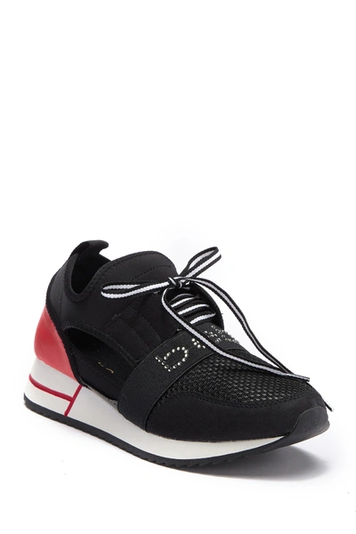 Shop Bebe Brieanna Cutout Sport Sneaker In Black/red