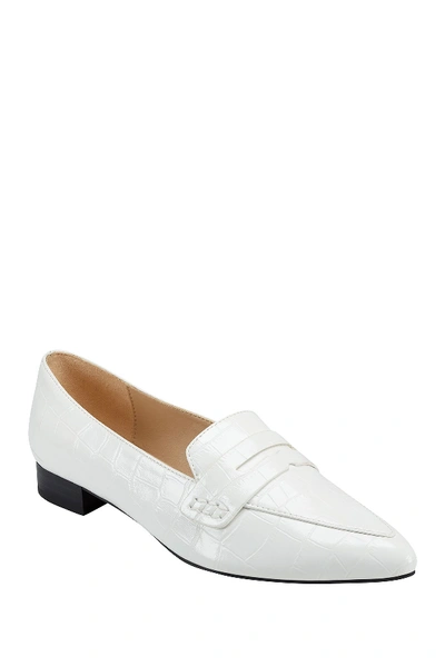 Shop Marc Fisher Feud Pointed Toe Embossed Loafer In Whill