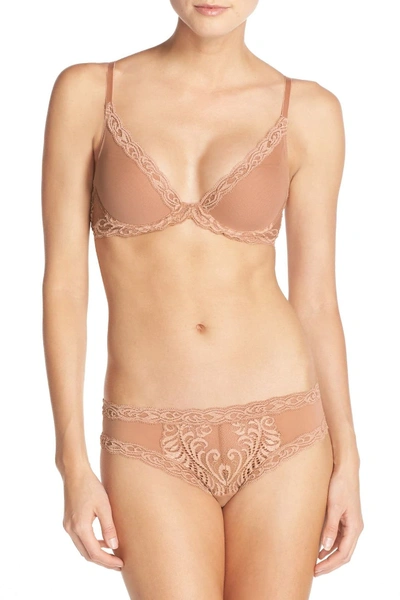 Shop Natori Feathers Lace Hipster Briefs In Caramel