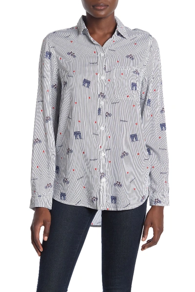Shop Beachlunchlounge Alana Printed Button Front Shirt In Paris