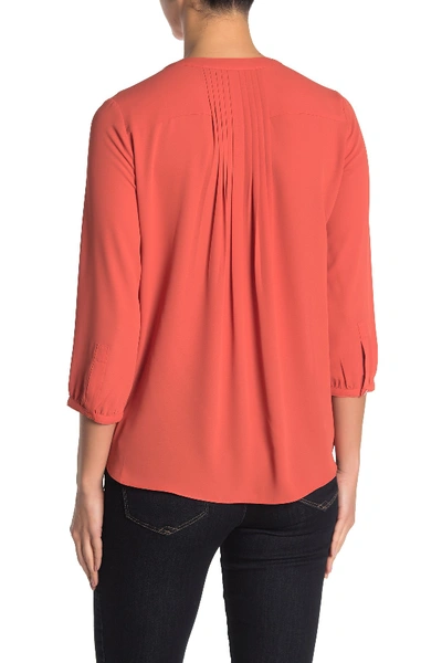 Shop Nydj Henley 3/4 Sleeve Blouse In Chili