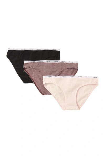 Shop Calvin Klein Bikini Cut Panties - Pack Of 3 In Npd Blk/nt/fdr