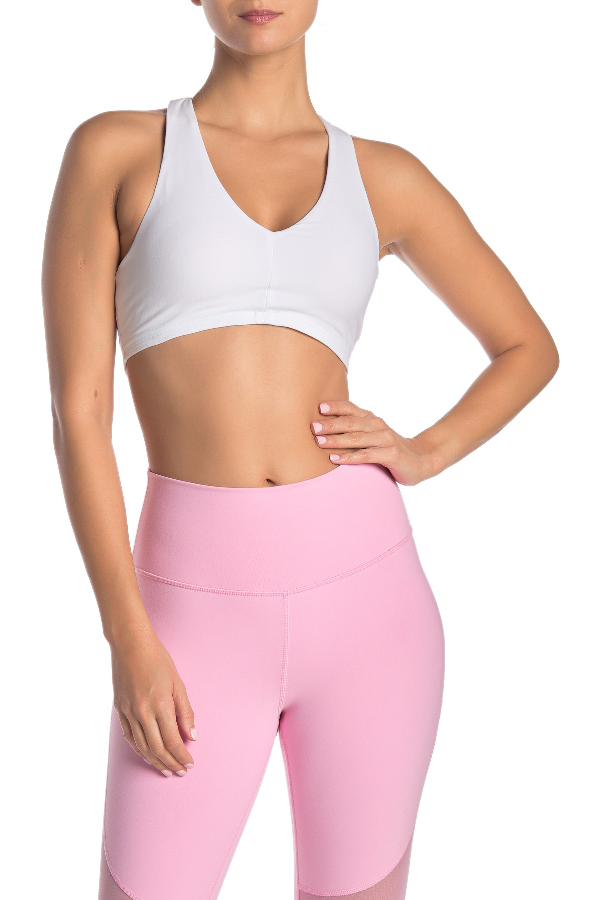 white v neck sports bra