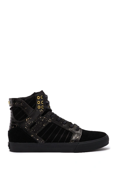 Shop Supra Skytop Suede High-top Sneaker In Black/gold/black