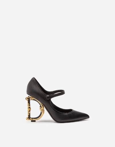 Shop Dolce & Gabbana Nappa Leather Mary Jane With Baroque D&g Heel