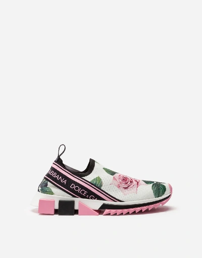 Shop Dolce & Gabbana Tropical Rose Print Stretch Mesh Sorrento Sneakers In Floral Print