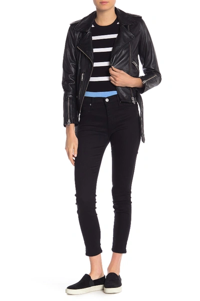 Shop Hudson Natalie Mid Rise Ankle Skinny Jeans In Black Cle