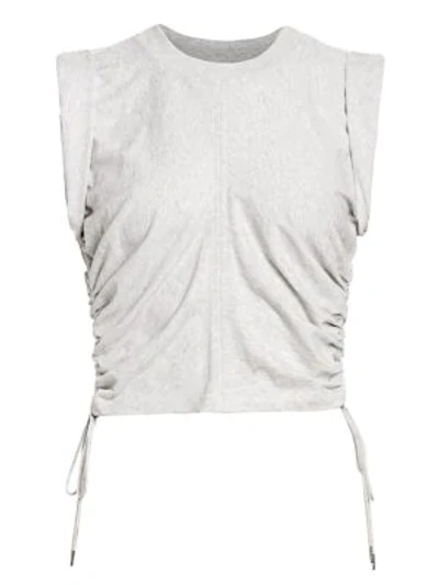 Shop Alexander Wang T Women's Ruched Crop T-shirt In Light Heather Grey