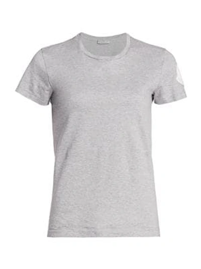 Shop Moncler Women's Macro-logo Crewneck T-shirt In Grey