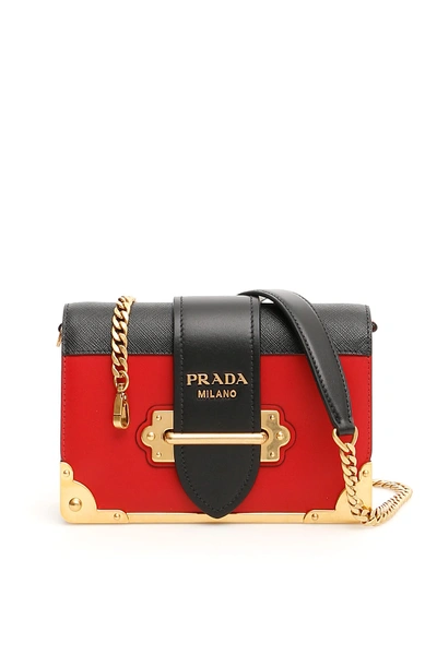 Shop Prada Cahier Bag In Fuoco Nero (red)