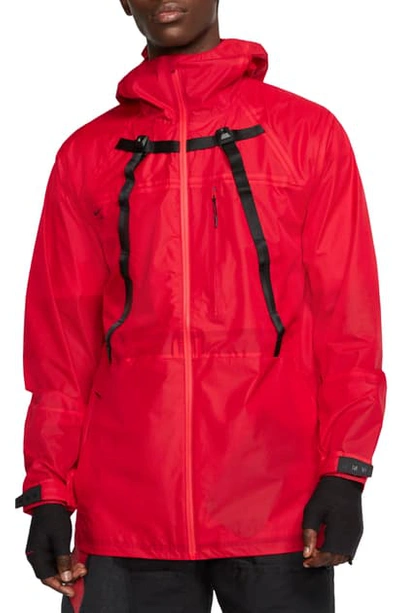 Shop Nike X Mmw Nrg Waterproof Hooded Nylon Windbreaker In University Red