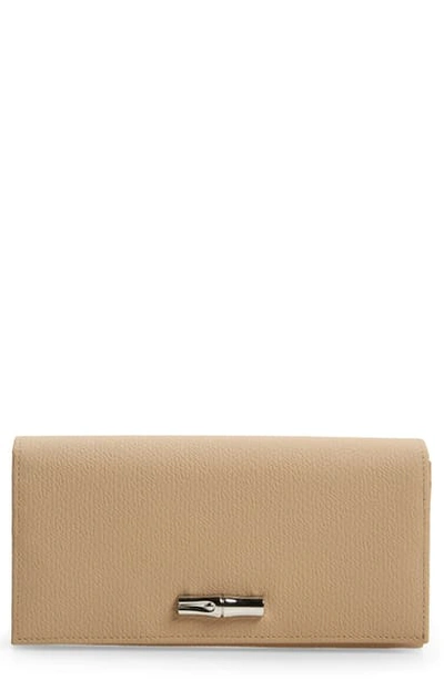 Shop Longchamp Roseau Leather Continental Wallet In Sand