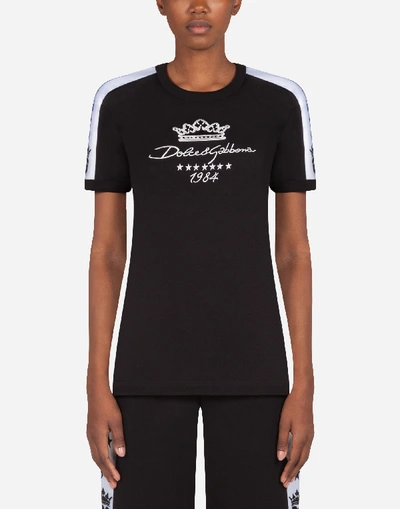 Shop Dolce & Gabbana Millennials Star Print Jersey T-shirt With Embroidery In Black