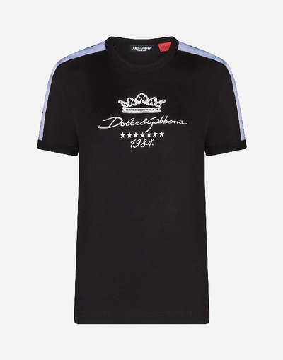 Shop Dolce & Gabbana Millennials Star Print Jersey T-shirt With Embroidery In Black