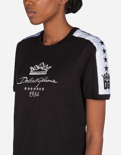 Shop Dolce & Gabbana Millennials Star Print Jersey T-shirt With Embroidery In Black