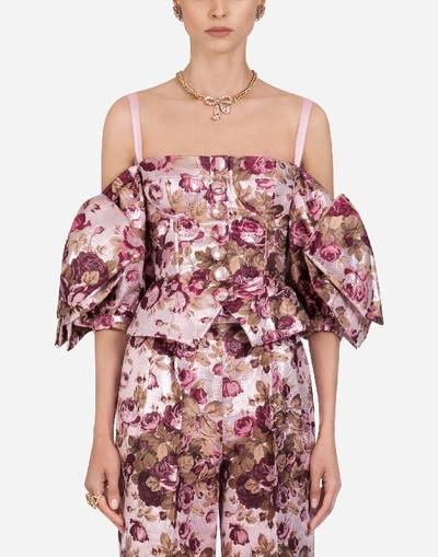 Shop Dolce & Gabbana Short Floral Jacquard Bustier In Floral Print