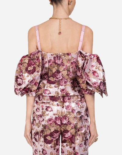 Shop Dolce & Gabbana Short Floral Jacquard Bustier In Floral Print