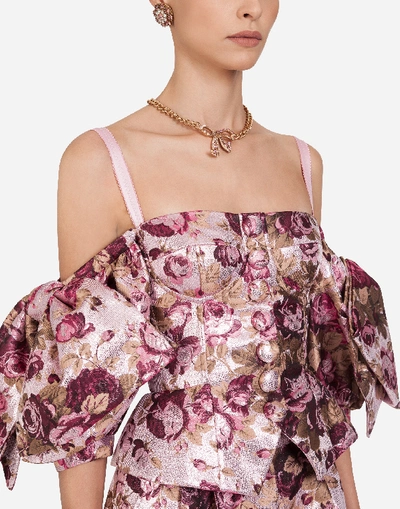 Shop Dolce & Gabbana Short Floral Jacquard Bustier In Floral Print