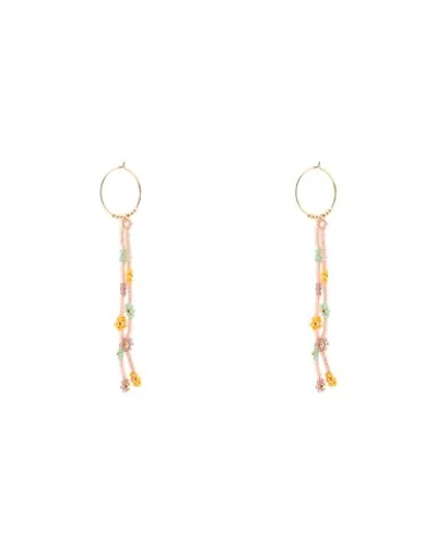 Shop Anni Lu Petals Hoop Woman Earrings Light Pink Size - Brass, 18kt Gold-plated