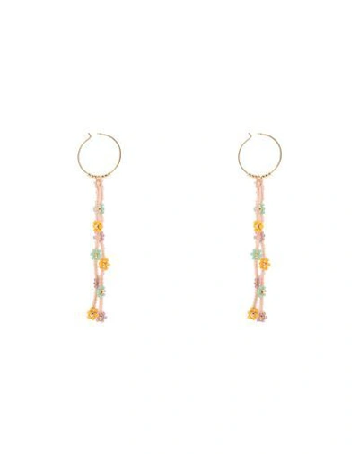 Shop Anni Lu Petals Hoop Woman Earrings Light Pink Size - Brass, 18kt Gold-plated