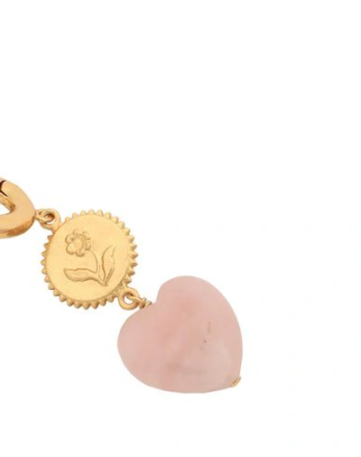 Shop Anni Lu Heart Of True Love Woman Earrings Gold Size - Brass, 18kt Gold-plated, Rose Quartz