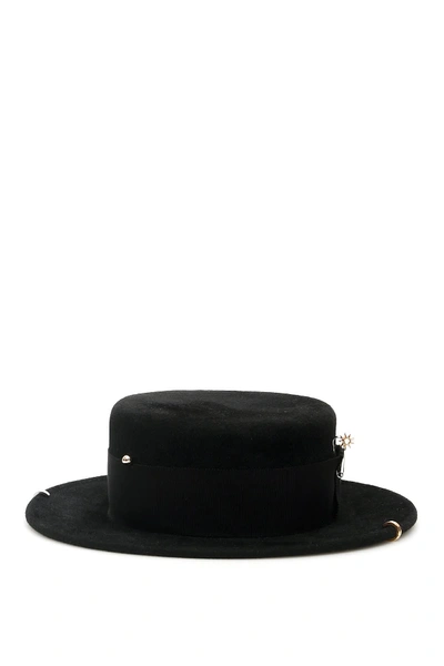 Shop Ruslan Baginskiy Piercing Boater Hat In Black