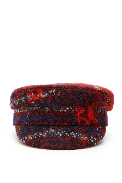 Shop Ruslan Baginskiy Baker Boy Tartan Hat In Red,blue,black