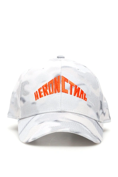 Shop Heron Preston Camouflage Baseball Cap In Grey,orange
