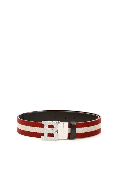 Shop Bally Reversible B Buckle Belt In Red,white,brown