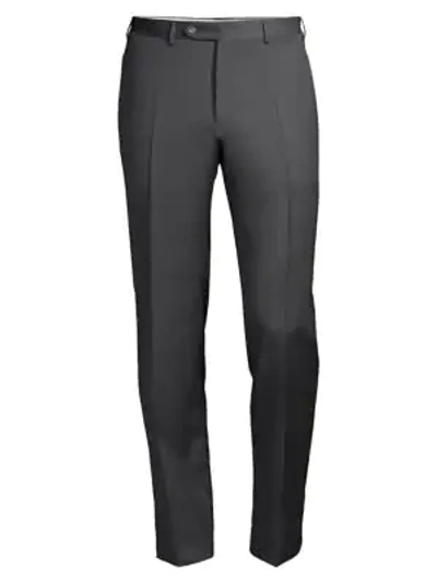 Shop Canali Wool Trousers In Charcoal