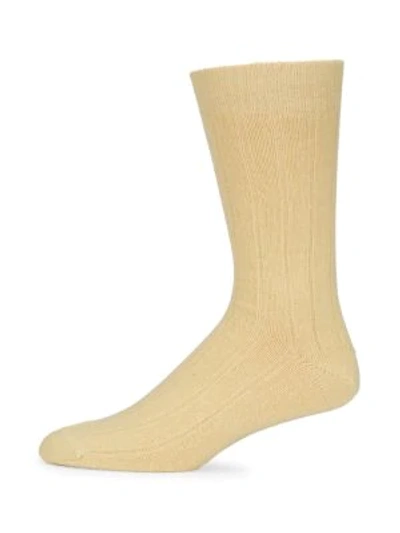 Shop Saks Fifth Avenue Rib-kit Cashmere-blend Socks In Yellow