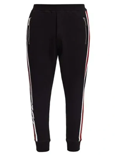 Shop Dsquared2 Men's Ski Fit Side-paneled Fleece Track Pants In Black