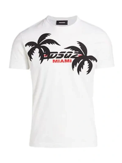Shop Dsquared2 Men's Chic Dan Fit Miami Graphic Logo T-shirt In White