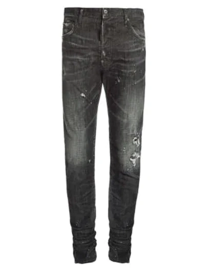 Shop Dsquared2 Cool Guy Paint Faded Straight Jeans In Black