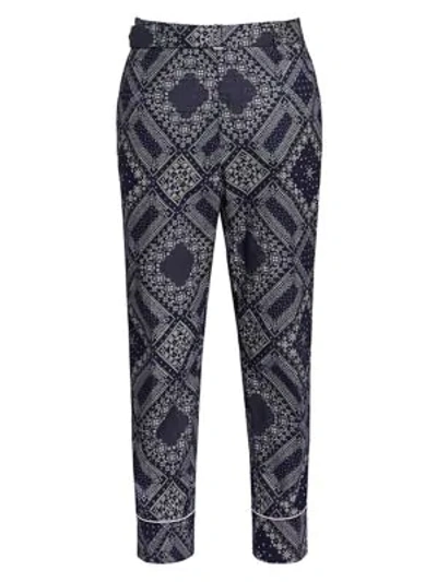 Shop Officine Generale Lucio Bandana-print Pants In Navy White