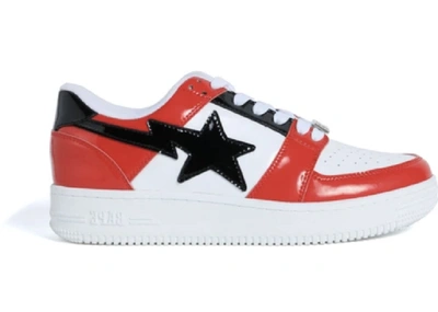 Pre-owned Bape A Bathing Ape  Sta Low Red In White/red/black