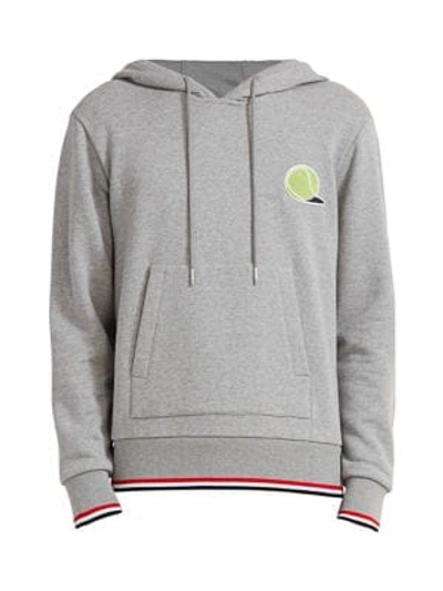 Shop Thom Browne Sports Cotton Hoodie In Light Grey