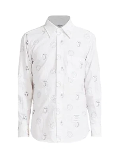 Shop Thom Browne Multi Ball-embroidered Shirt In White