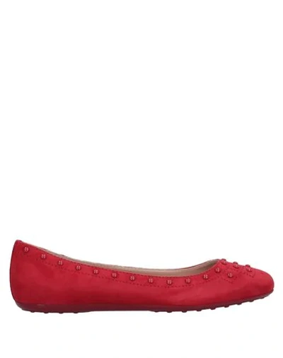 Shop Tod's Woman Ballet Flats Red Size 6.5 Soft Leather