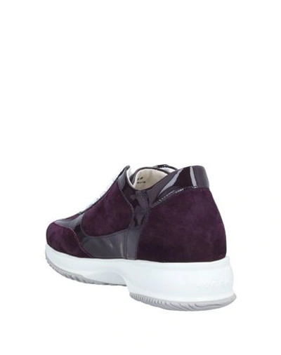 Shop Hogan Woman Sneakers Deep Purple Size 7 Soft Leather